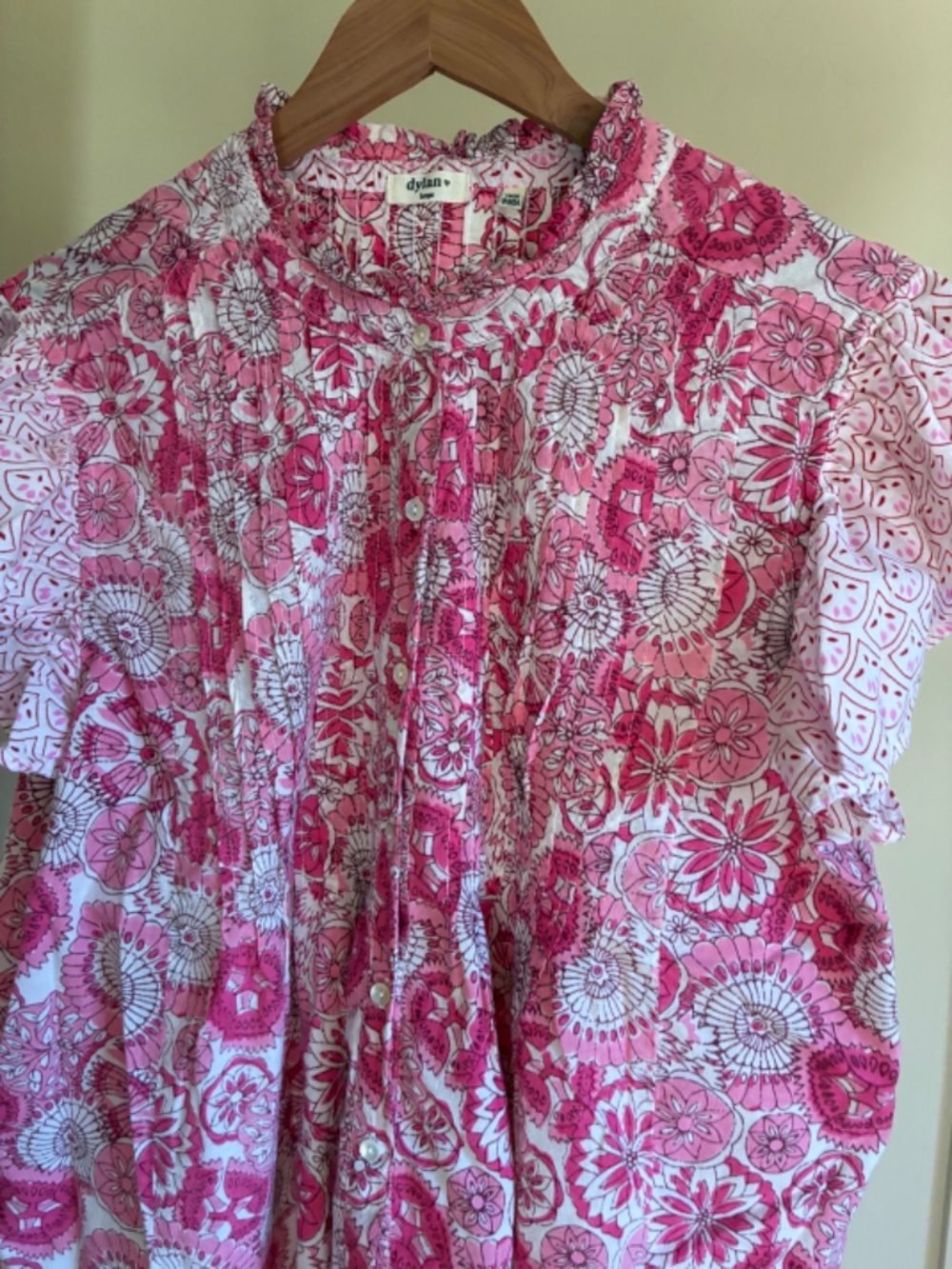 Miked Floral Print Peasant Button Up Peasant Blouse - Picture 3 of 9